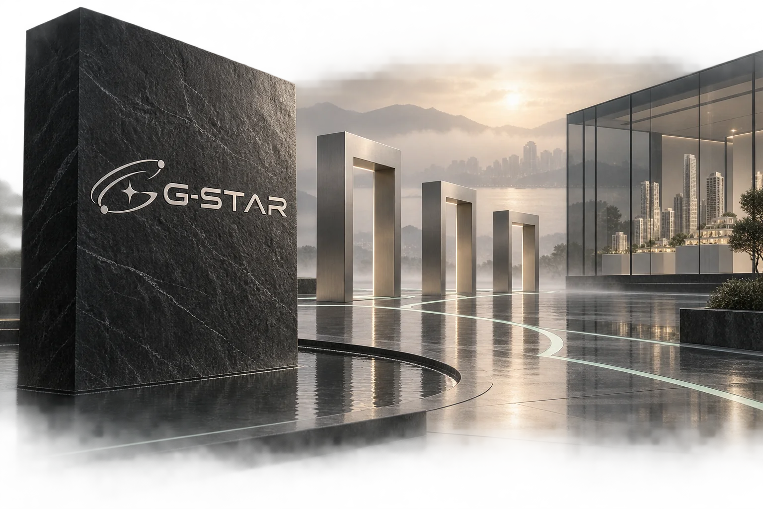 G-STARのモノリスから決済ネットワーク、建築模型を収める資産登録基盤へつながるコンセプトビジュアル